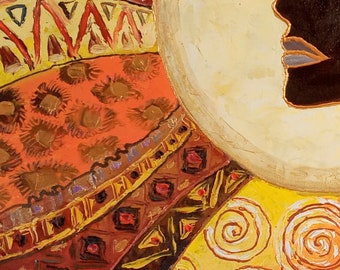 アフリカの女王の絵画、オリジナルの抽象的な女性の肖像画、エスニック