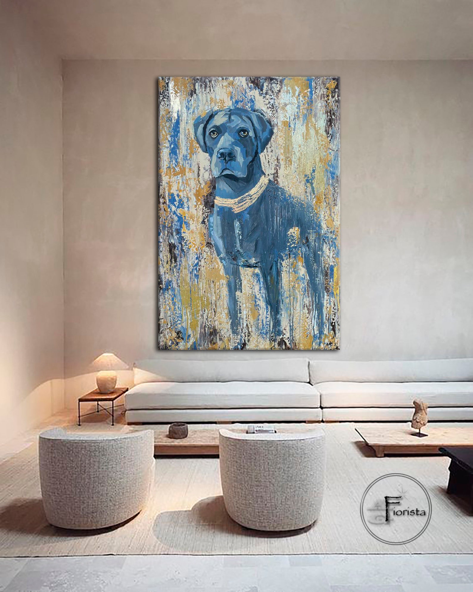 Your Pet Portrait Original Abstract Canvas Painting Wall Art Cane Corso ...