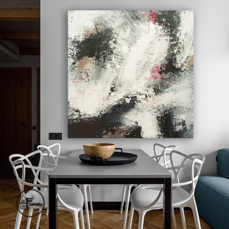 Large Abstract Black and White Painting Living Room Wall Decor ...