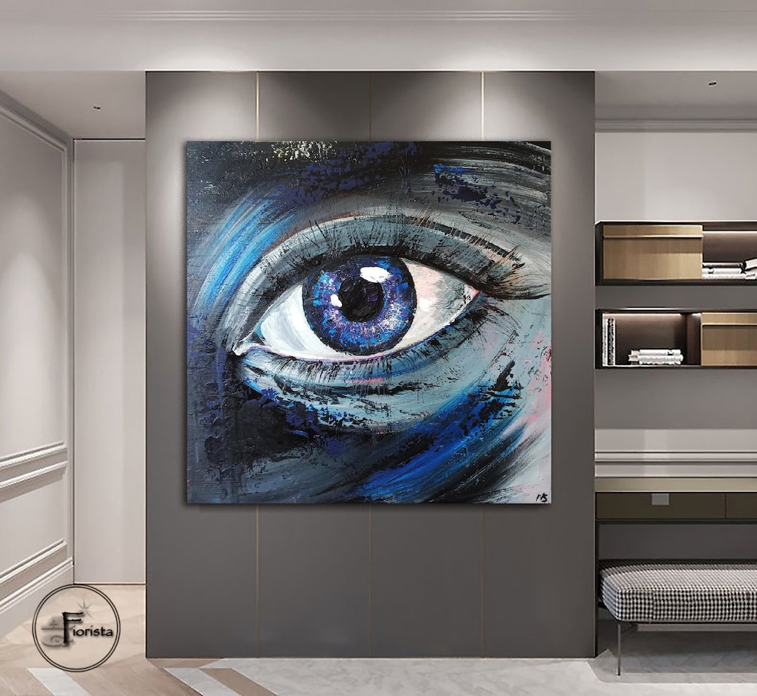 Eye Wall Art, Eye Oil Painting on Canvas, Large Wall Art, Lovers Eye