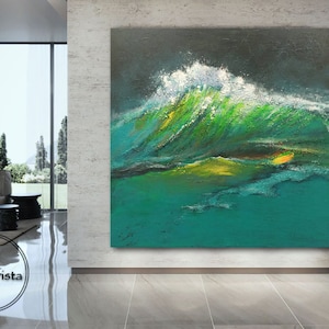 Ocean art, ocean wall art, unique beach decor, unique ocean decor, ocean wave canvas, turquoise ocean wave art big ocean wave, beach art