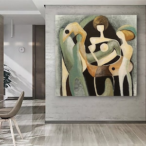 Abstract human painting wall art abstract shapes modern silhouette art abstract art Luxury painting for fireplace decor feminist art women