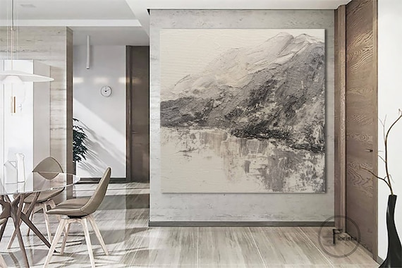 3D Large Abstract Mountains, Original Landscape Painting, Mountain Art Art, Large Abstract Picture, Large Canvas Painting for Living Room