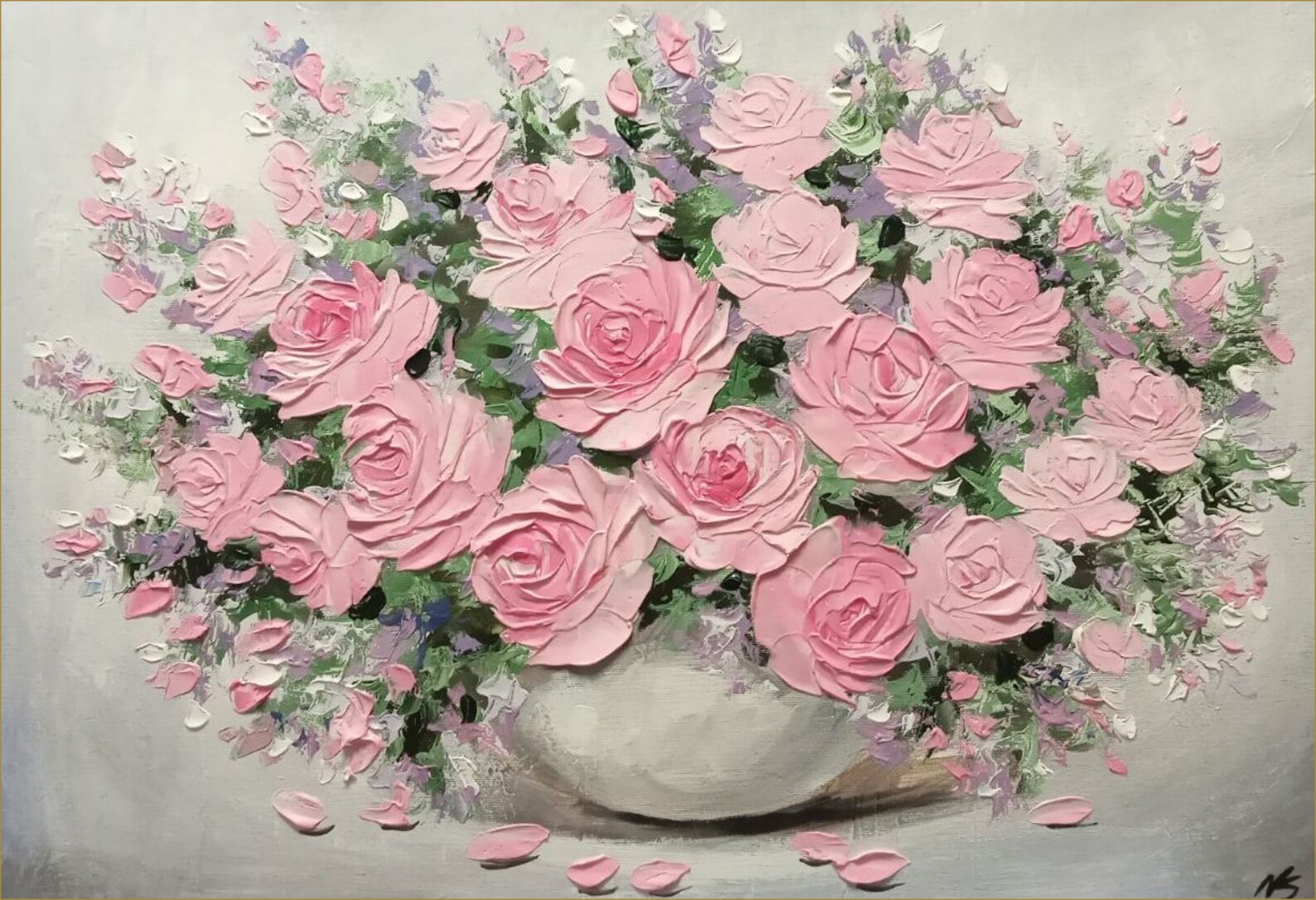 3D Textured Pink Rose Painting on Canvas, Large Floral Wall Art - Etsy