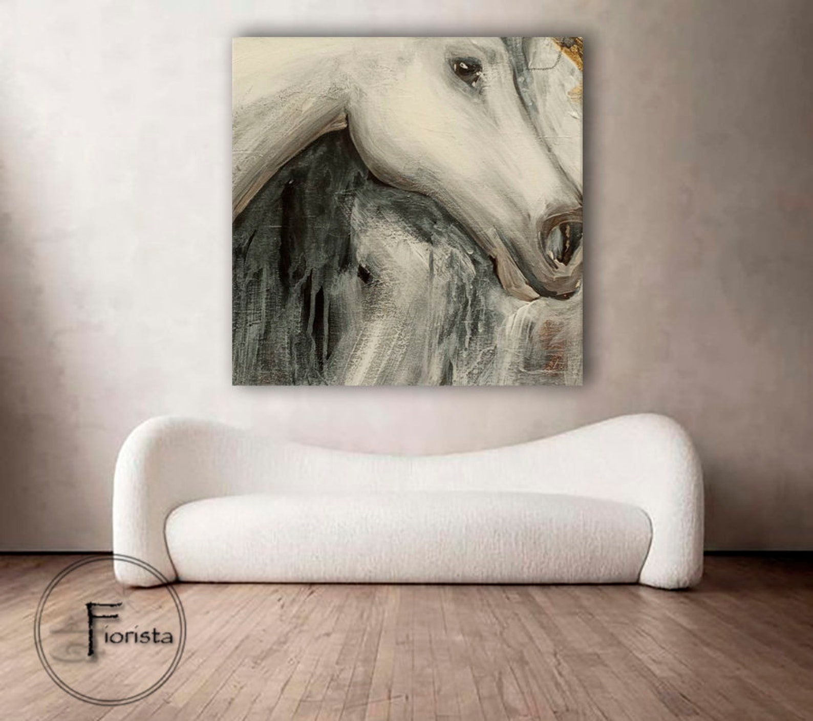 Abstract Horse Textured Art Black and White Painting Horse Art Etsy