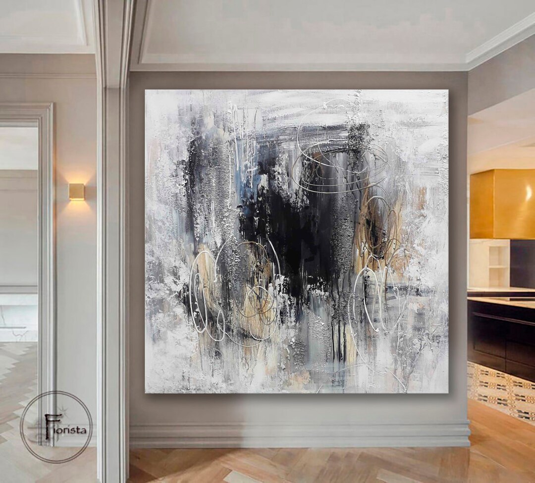 Abstract Textured Painting 3d Art Original Painting Black and White Art ...
