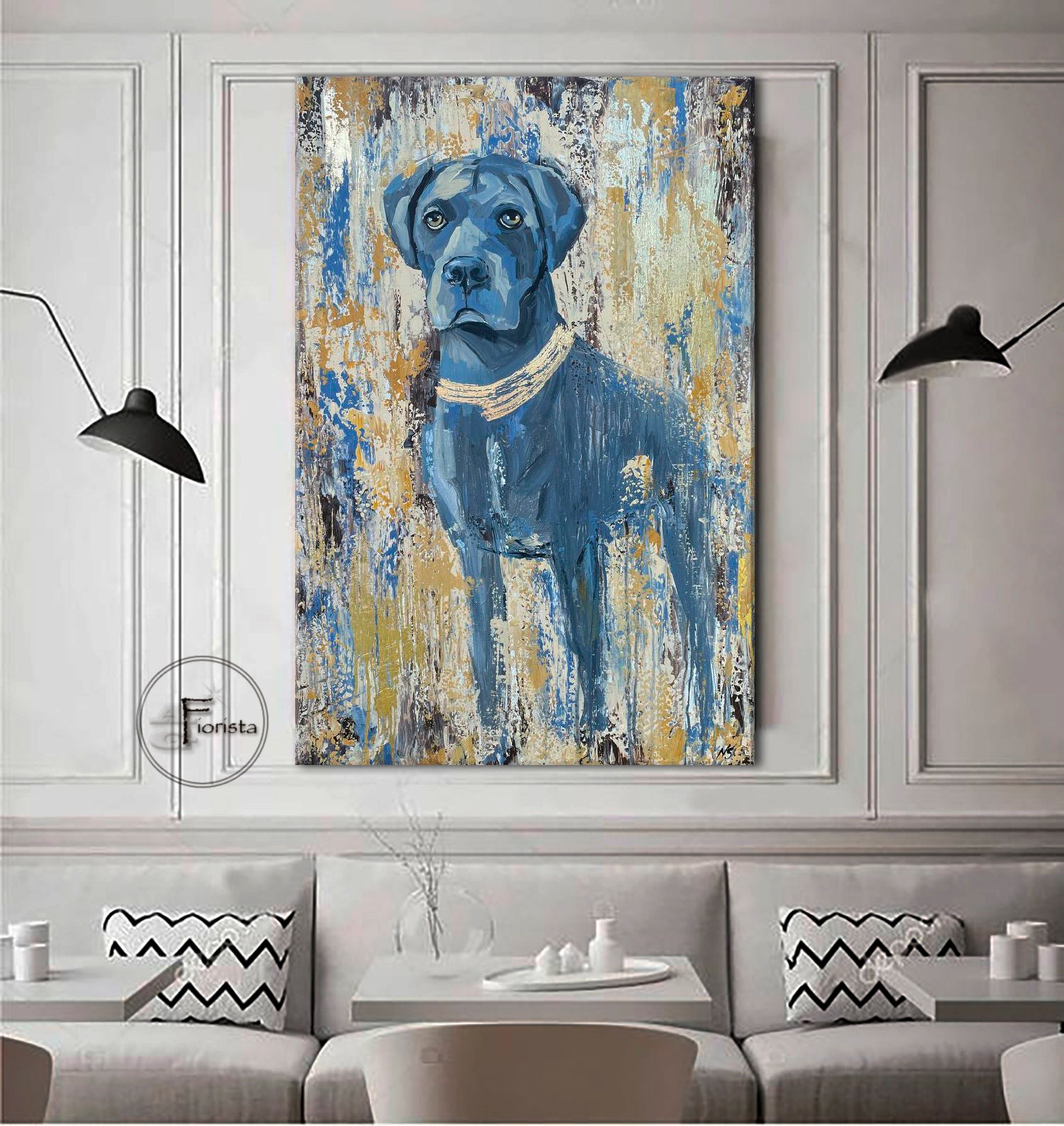 Your Pet Portrait Original Abstract Canvas Painting Wall Art Cane Corso ...