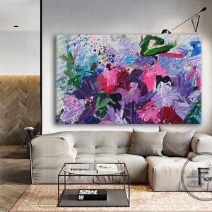 Original Abstract Flower Painting Floral Oil Painting Impasto Flowers ...