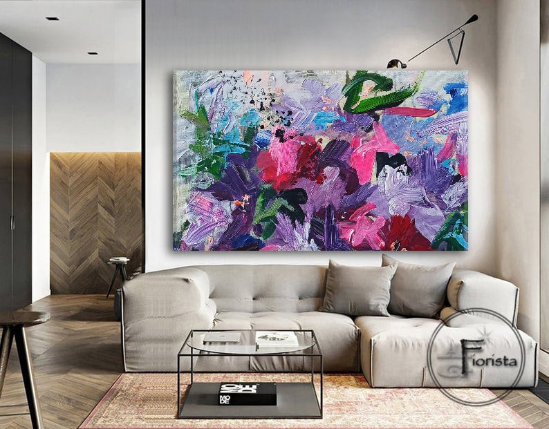 Original Abstract Flower Painting Floral Oil Painting Impasto Flowers ...