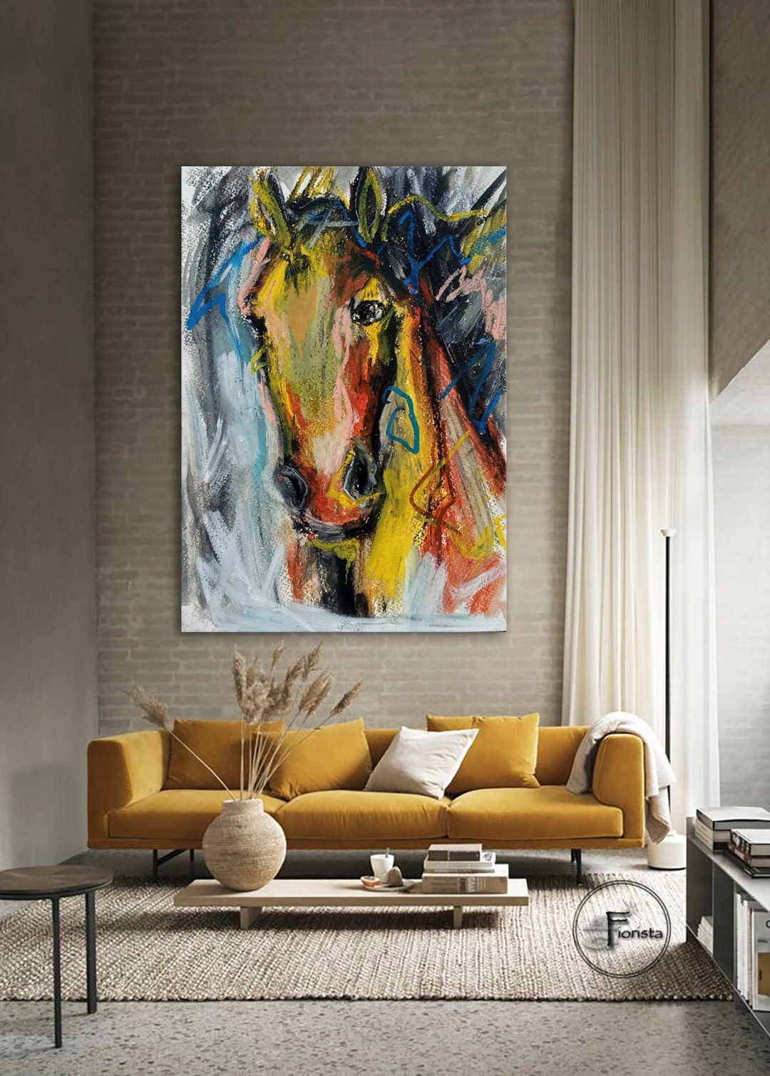 Horse Portrait Equine Art Colorful Abstract Painting on Walls Large ...
