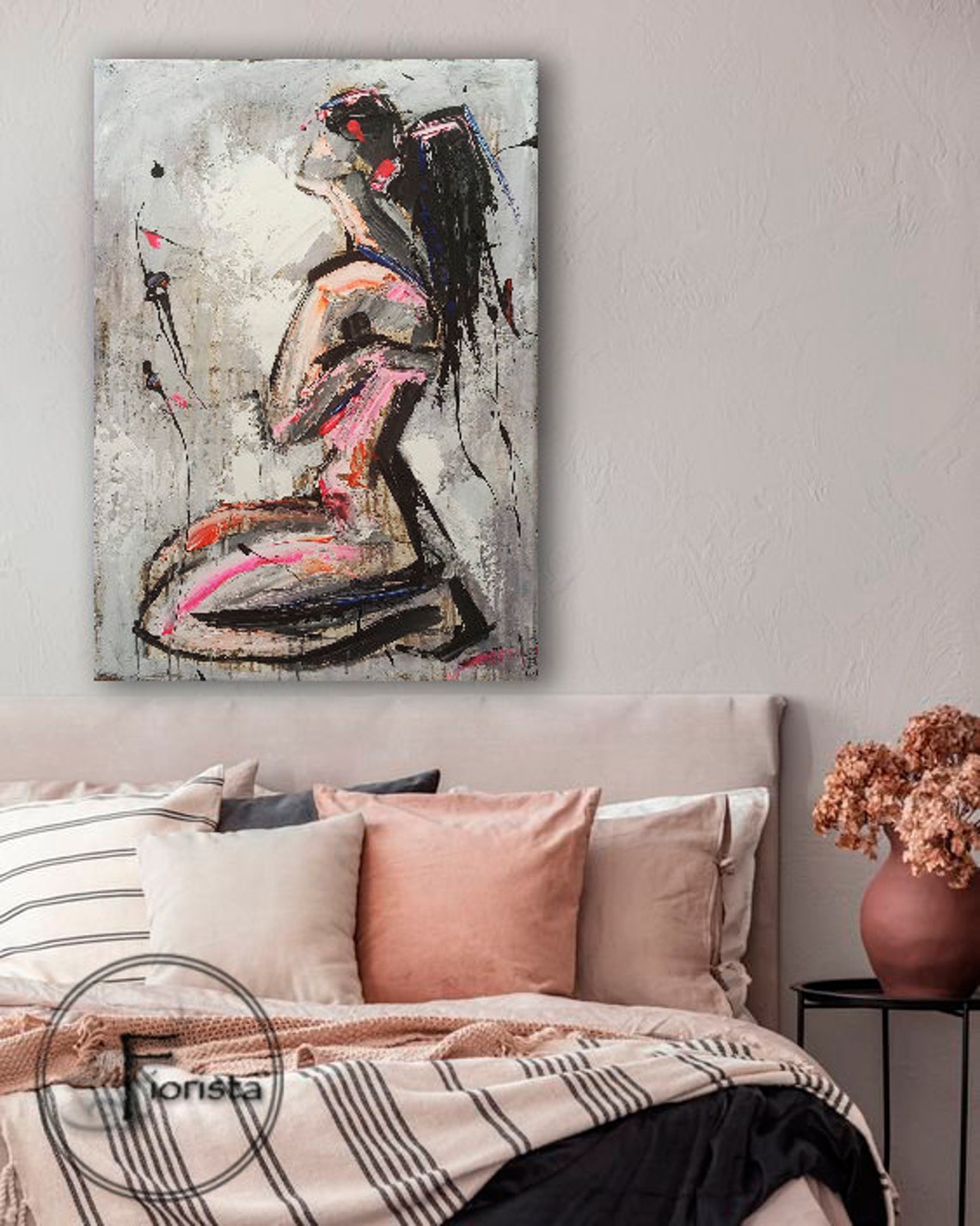 Abstract Nude Girl Female Art Nude Original Drawing Pink Art - Etsy