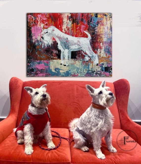 ミニチュア シュナウザー アート、犬の油絵、ペットの肖像画 ミニチュア シュナウザー アート、犬の油絵、ペットの肖像画