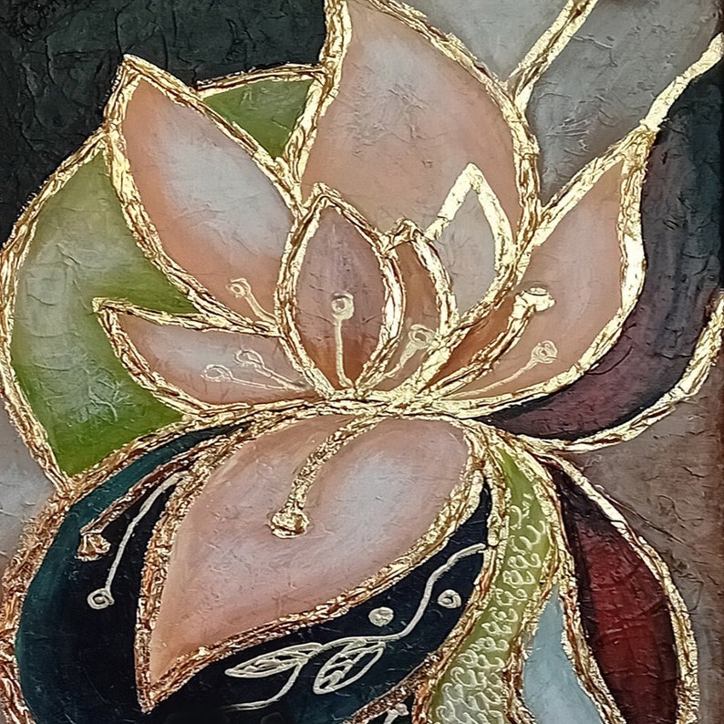 Large Original Lotus Painting Abstract Flower Oil Painting on Canvas ...