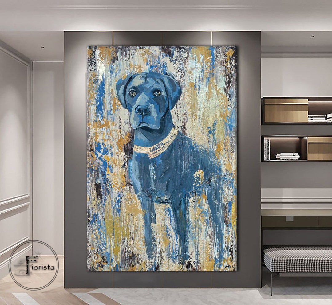 Your Pet Portrait Original Abstract Canvas Painting Wall Art Cane Corso ...