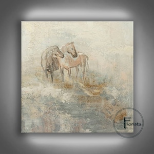 Horses Modern light painting Texture art Abstract painting of horses Light beige decor Horse art Beautiful horses Interior painting