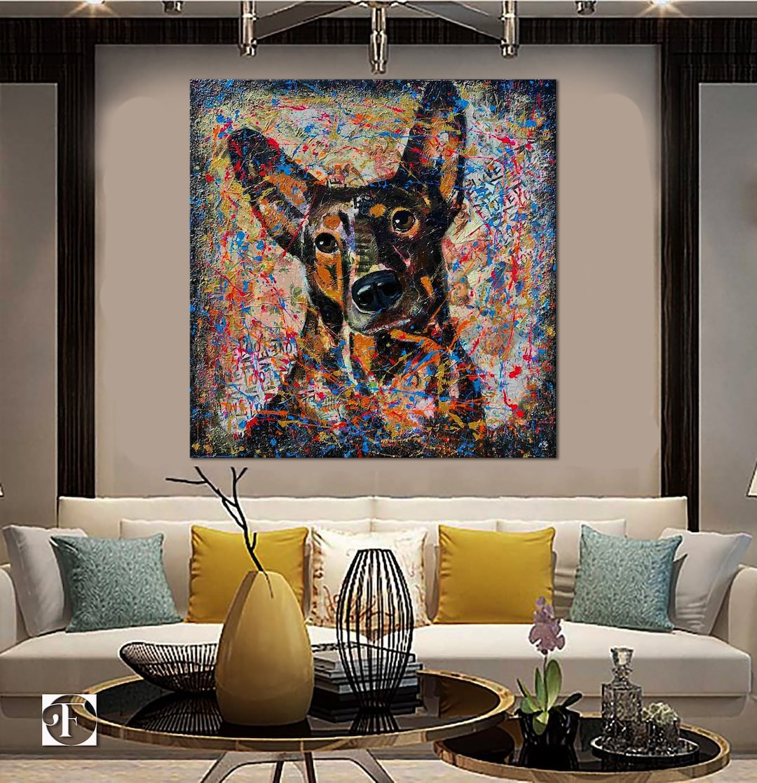 Original Abstract Dog Portrait, Custom Dog Portrait, Pet Portrait, Oil