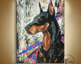 『ドーベルジェントルマン』 絵画 油彩画　オリジナル　原画　犬 il_340x270.2747233354_otco.jpg