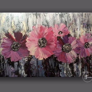 Purple Lilac Flowers Original Abstract Painting,Oil Acrylic Paintings Canvas Wall Painting,Modern home and office purple painting art wall