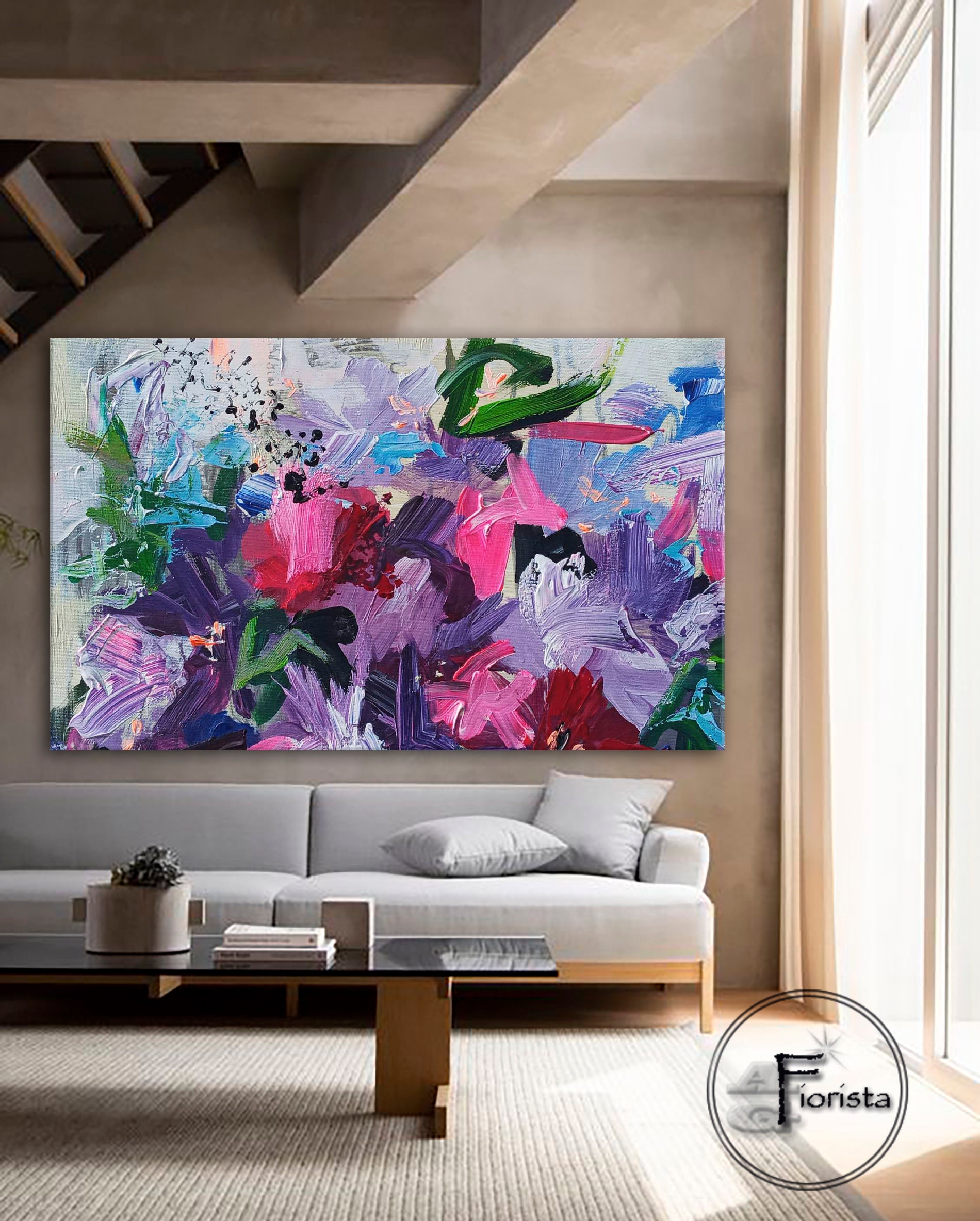 Original Abstract Flower Painting Floral Oil Painting Impasto Flowers ...