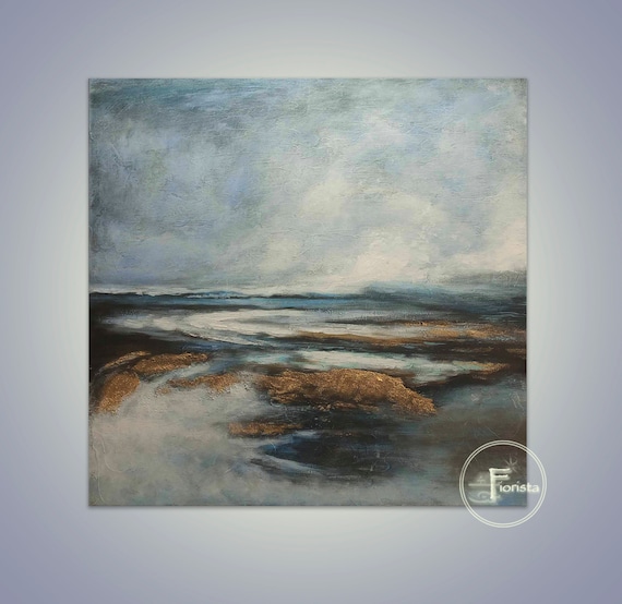 抽象画 海の風景 油彩画40✖️40