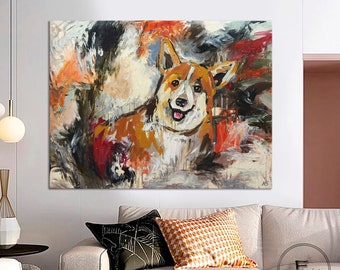 ウェルシュ・コーギー犬の色鉛筆画プリント：2サイズ、アーティストの