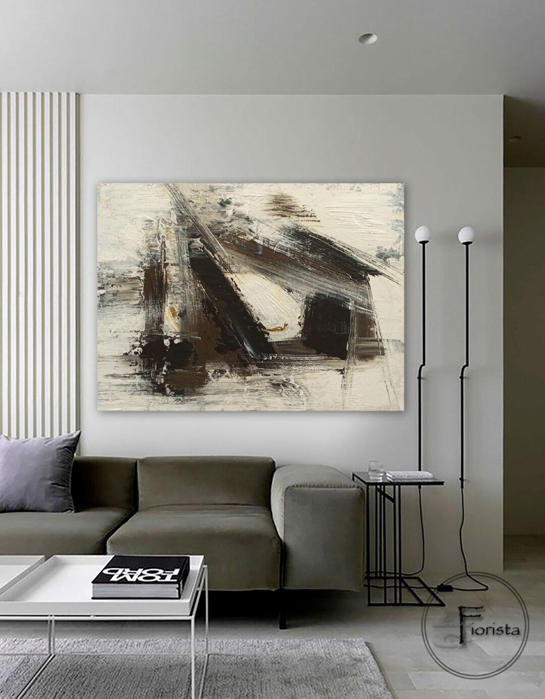 Large Abstract Black and White Oil Paintings on Canvas Line Wall Art ...