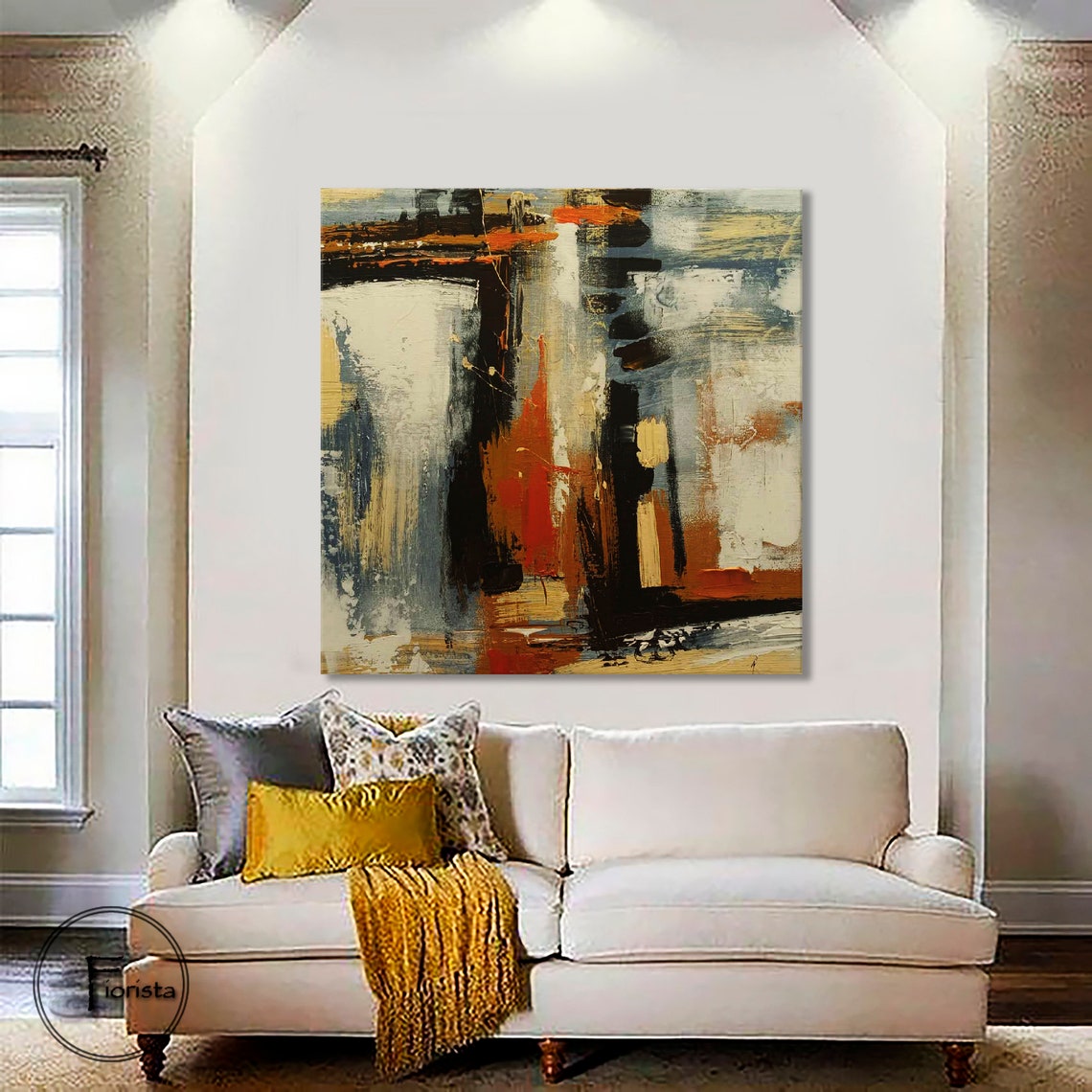 Extra Large Abstract Painting Yellow Wall Art Painting Over Etsy