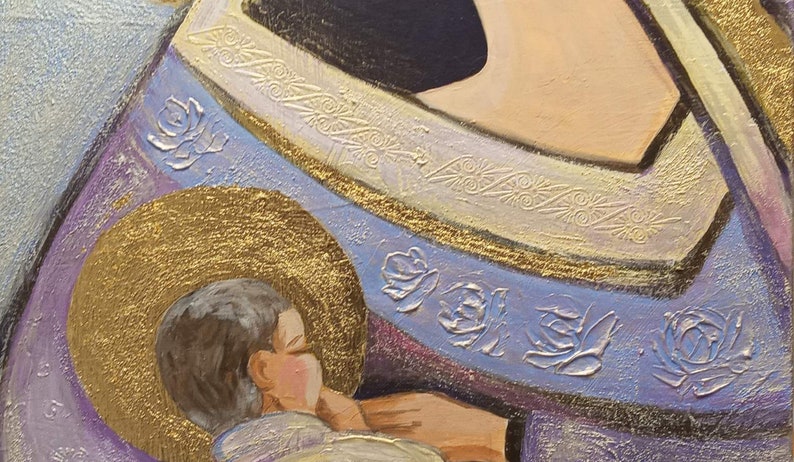 Madonna and Child Modern Catholic Art Gift of the Virgin Mary Etsy