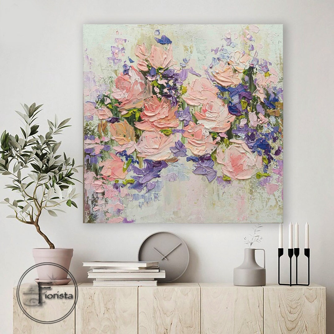 Abstract Roses Original Oil Painting Light Painting - Etsy
