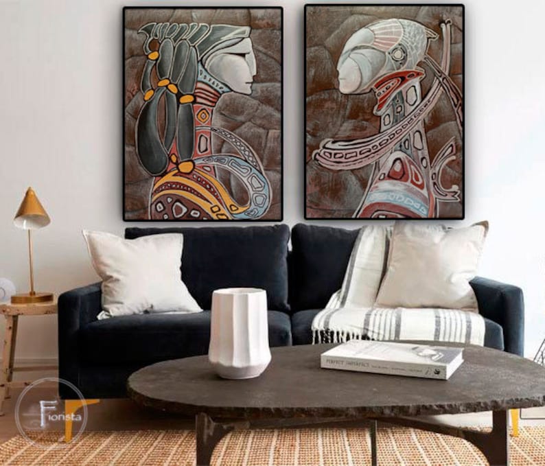 Set of 2 Paintings Original Abstract Paintingoil&acrylic Etsy