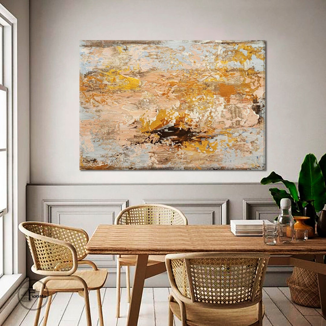Large Original Abstract Paintings on Canvas Beige Oil Painting Modern ...