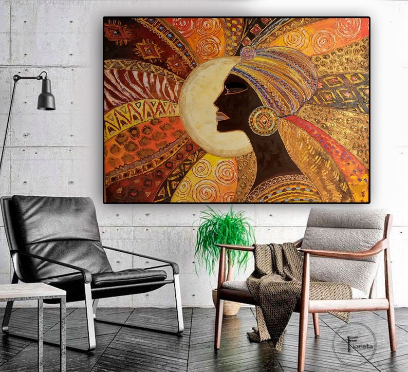 アフリカの女王、オリジナルの抽象画、女性のエンパワーメントの肖像画