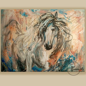 White horse,Original Abstract Painting,Oil&Acrylic Paintings On Canvas,Wall Painting,Modern home and office decor horse art abstract horse