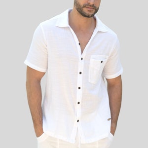 Mens Linen Shirt Short Sleeve Linen Shirt Men Summer - Etsy