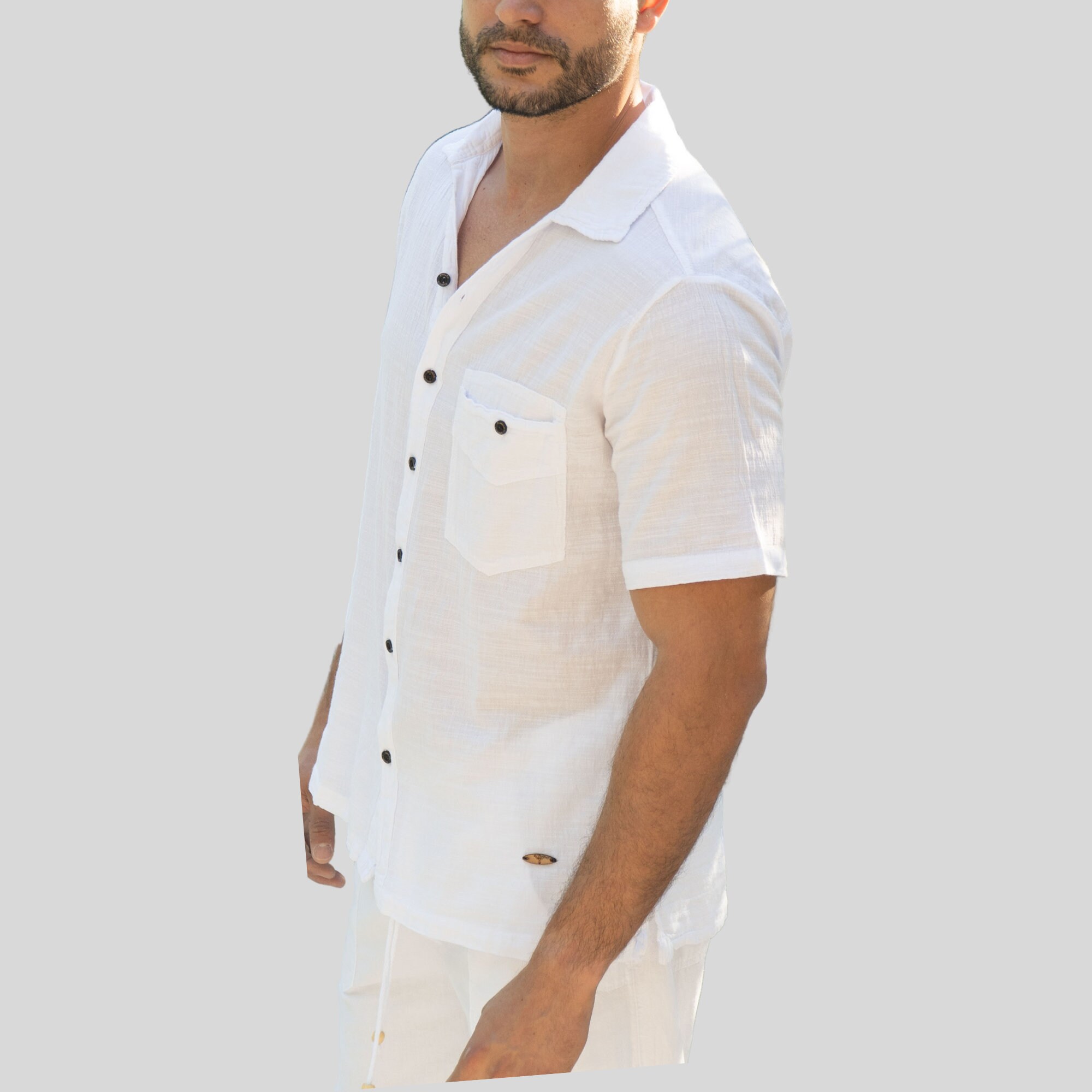 Mens Linen Shirt Short Sleeve Linen Shirt Men Summer - Etsy