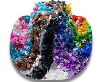 I Spy Progress Flag Pride Collage Cowboy Hat LGBTQ+ Miniature Tiny Things Drag Parade Party Art Rhinestone Sequin Glitter Trans Celebration