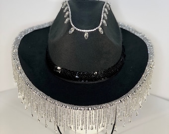 Rhinestone Fringe Cowboy Hat - Customizable
