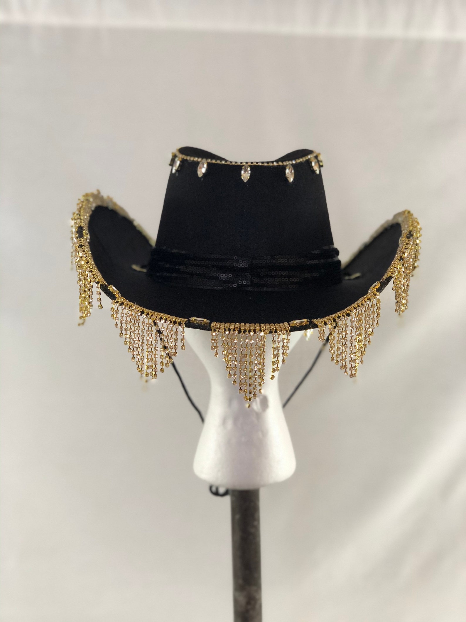 Rhinestone Fringe Cowboy Hat Customizable Etsy