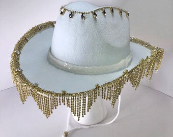 Rhinestone Fringe Cowboy Hat - Customizable