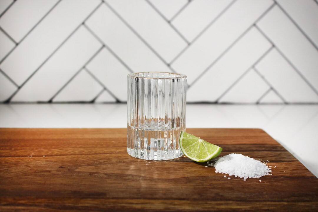 Modern Ribbed Shot Glass Set of 4 Double Shot Size Etsy