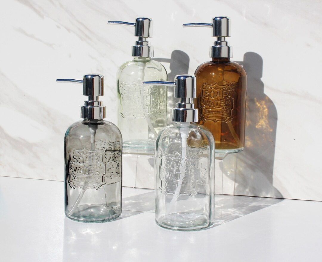 Modern Round Glass Soap Dispenser Mid Century Modern Soap Dispenser