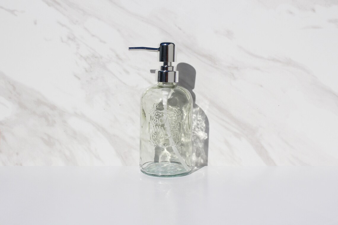 Modern Round Glass Soap Dispenser Mid Century Modern Soap Etsy