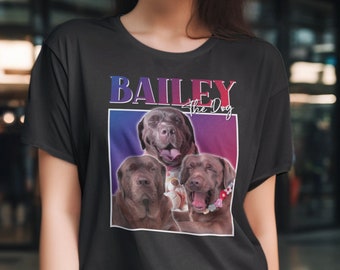 Personalized Retro Dog T-Shirt on Comfort Colors, Custom Pet Tee, 90s Style, Women Tee