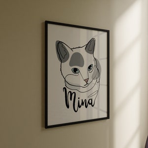 One Line Art Cat Portrait, Custom Minimal Art, Fast Digital Delivery, Perfect Xmas Gift, Minimalist Pet Sketch, Illustration Minimalist Art image 5