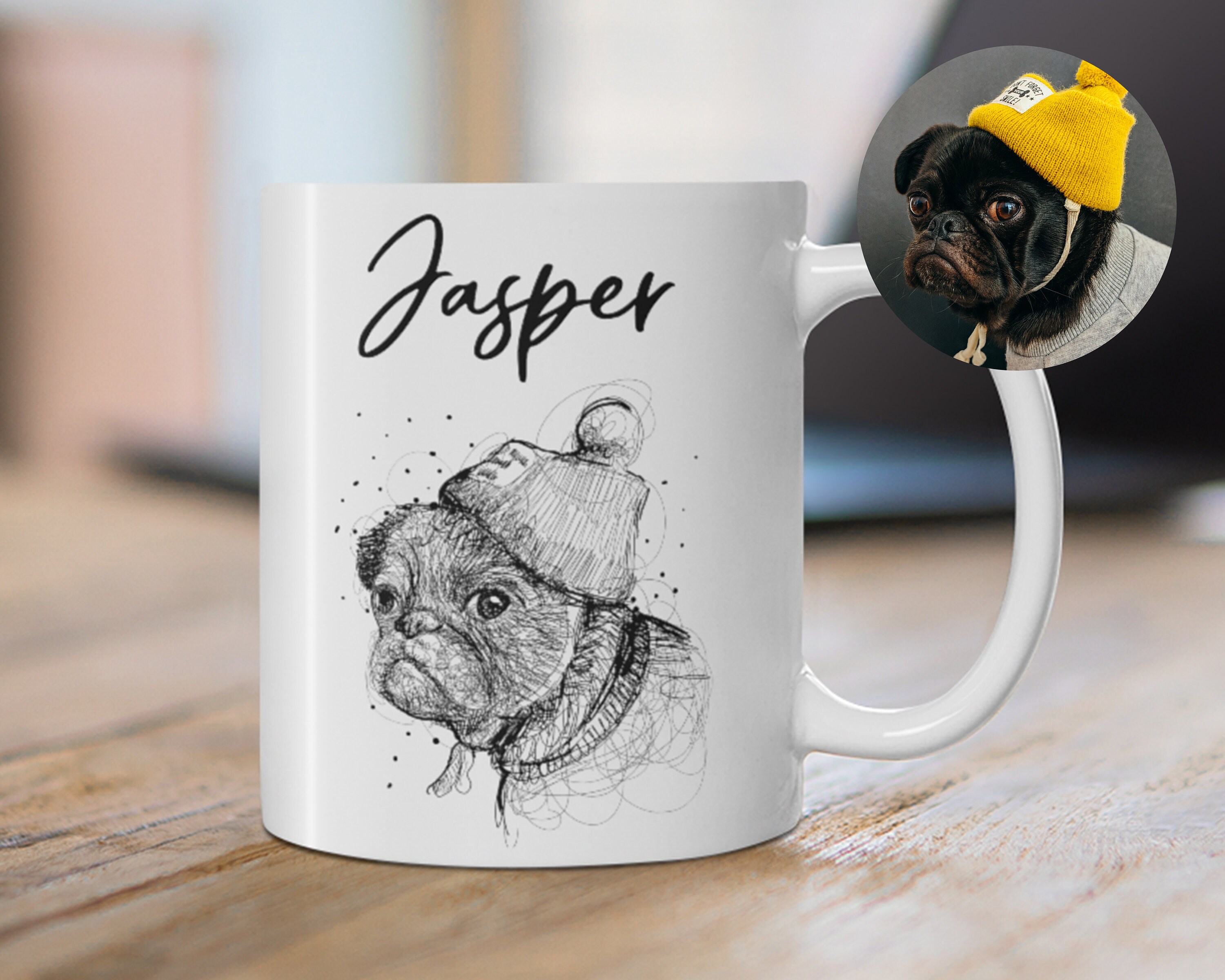 Custom Handdrawn Dog Pet Photo Mug Coffee Mug With Name Etsy
