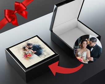 Custom Jewelry Box Digital Watercolor Portrait Painting • Personalized Painting • Wedding Gift • Family Portrait Wedding Christmas Gift
