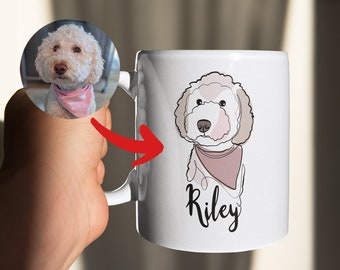Custom Hand-Drawn Dog Pet Photo Mug, Coffee Mug With Name, Personalized Gift Dog Lovers Owners, Dog Mom Mug Gift, Dog Dad Mug Gift, Handmade