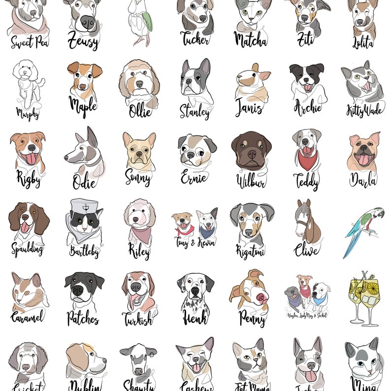 Custom Minimalist One Line Art Dog Portrait, Personalized Line Art Pet Drawing, 24 Hours Digital Download, Unique Dog Lover Christmas Gift image 2