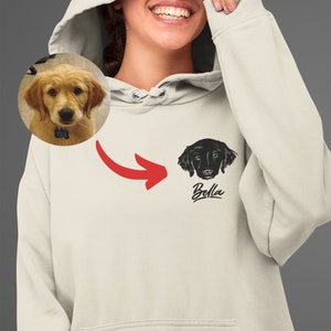Custom Dog Portrait Hoodie - Personalized Pet Illustration Sweatshirt - Minimalist Dog Sketch - Pet Owner Gift - Comfortable Unisex Clothing