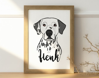 Minimalist Dog Sketch, One Line Custom Art, 24hr Download, Christmas Gift for Dog Lovers, Custom Unique Pet Gift, Cat Dog Illustration Print